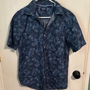 0048‎ Chaps Men's Navy Leaf Print Shirt size medium